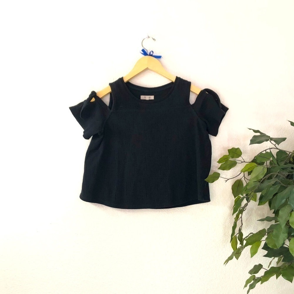 Madewell Open Shoulder Black Top